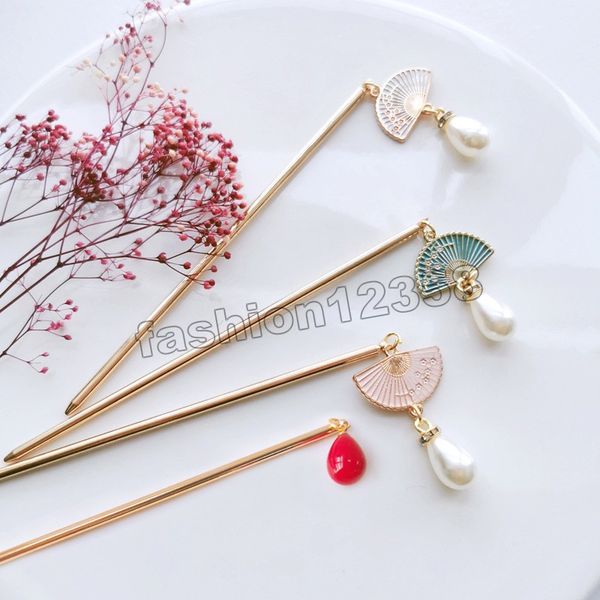 

chinese style metal hair sticks decorative hairpin with pearl hair pins clip for women girls gifts wedding party hair headpiece, Golden;silver