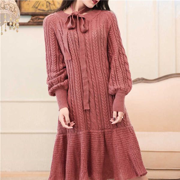 

oversize thick long sweater dres half-high autumn winter straight female casual loose knit 210601, Black;gray