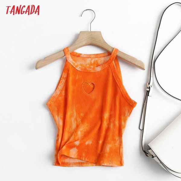 

tangada women tie dyed print crop tank sleeveless backless female bc49 210609, White
