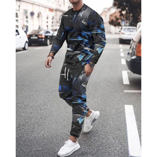 

3D Printing Men's Fragment Pattern Casual Wear Suit Long Sleeve Trousers Comfortable Slim Fit Fashion Fit Daily Travel Street Style Workout, Gray