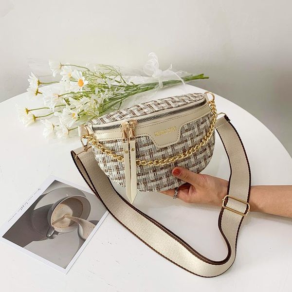 

evening bags weave gold chain hobos shoulder bag for women 2021 fashion messenger shopping handbag female chest waist