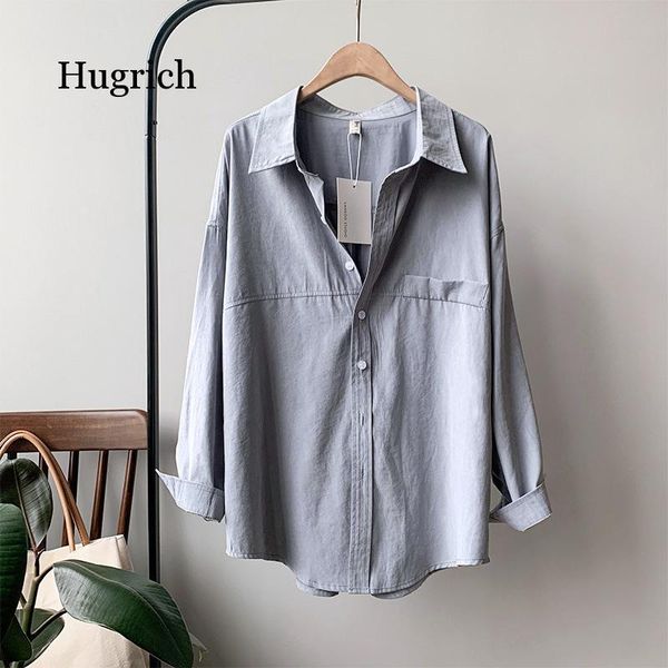 

women's blouses & shirts loose white for women turn-down collar solid female 2021 spring summer