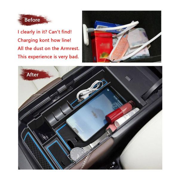 

car organizer plastic console storage box anti-skid pads 1pc blue for cx30 2021-2021