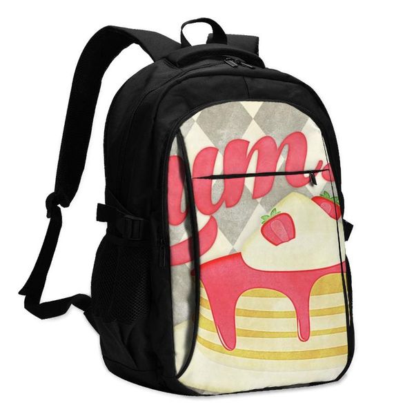 

backpack strawberry backpacks girl soft unique charger usb workout bags