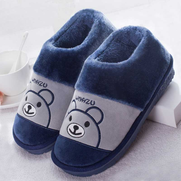 

home winter platform slippers women plush suede cotton slippers warm non-slip slippers large size 46/47 best, Black