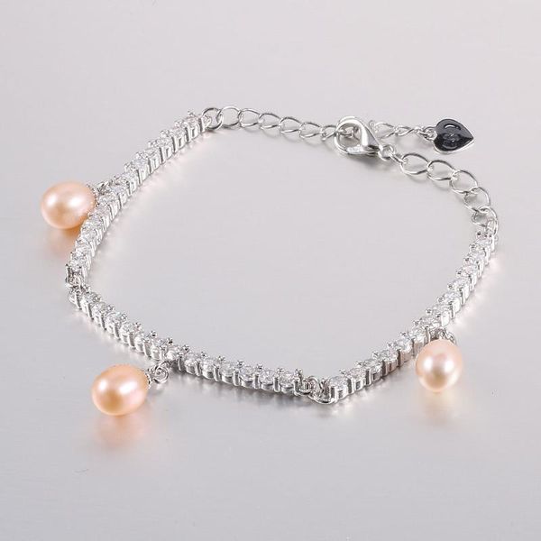 

charm bracelets natural pearl bracelet for women anniversary jewelry gift freshwater jewellery, Golden;silver
