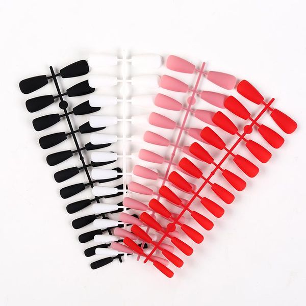 

false nails frosted long ballet armor set matte silky nail fake art pieces 24pcs/piece * 4 (96pcs) tslm1, Red;gold