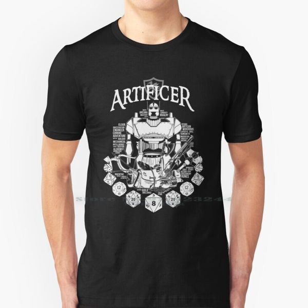 

men's t-shirts rpg class series : artificer-white version t shirt 100% pure cotton artificer dnd nerd geek board game die dice high, White;black