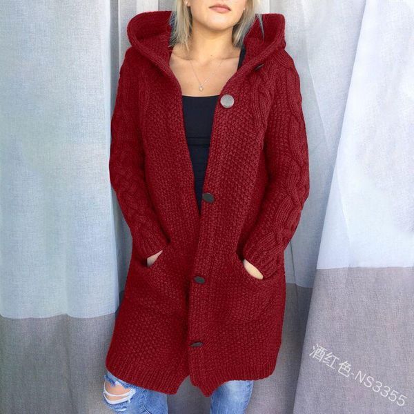 

women's knits & tees lugentolo plus size cardigans sweaters women hooded single breasted solid color flat knitted long sleeve loose swe, White