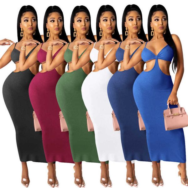 

deat women irregular bandage open back suspender dress solid color slim long fashion spring summer 11b791 210709, Black;gray