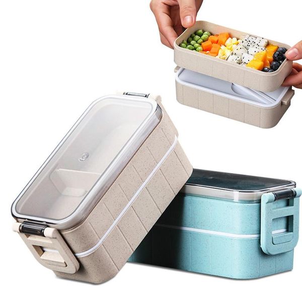 

dinnerware sets lunch box wheat straw bento boxes microwave storage container