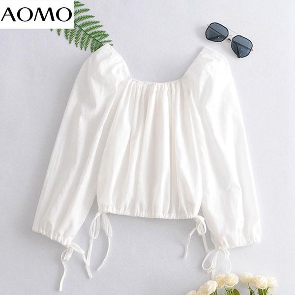 

women's blouses & shirts aomo 2021 women retro cotton loose blouse off shoulder long sleeve chic female casual shirt blusas femininas 3, White
