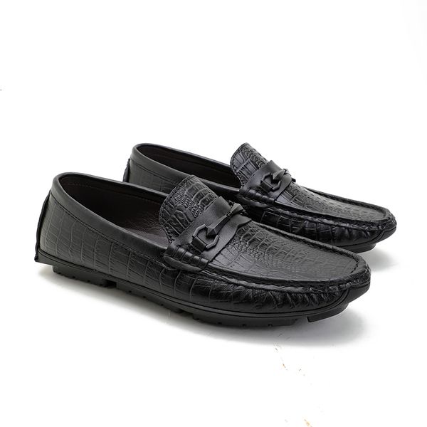 

dress shoes 2021 men casual breathable leather business office driving loafers boat fashion comfortable moccasins summer jjiw, Black