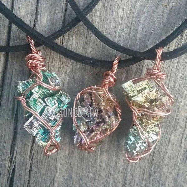 

pendant necklaces nm26426 rose gold or silver plated crystal jewelry necklace wire wrapped form bismuth