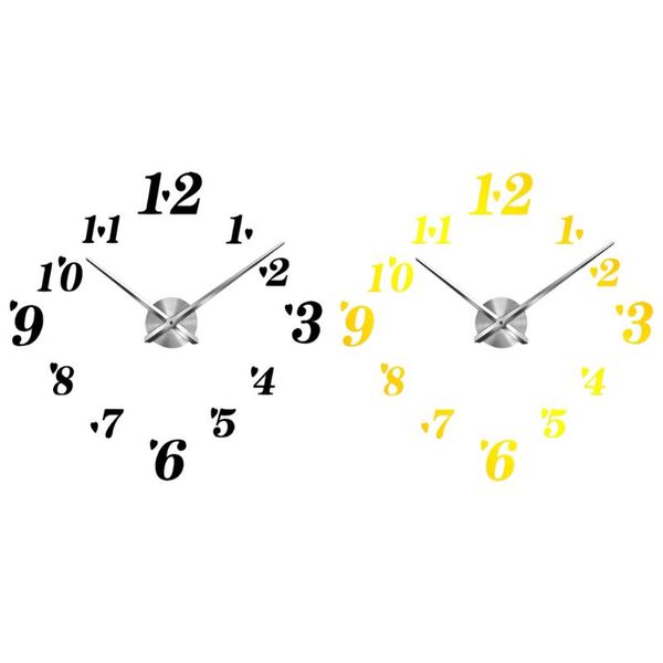 

wall clocks large diy clock, modern 3d clock with mirror numbers stickers for home office decorations gift