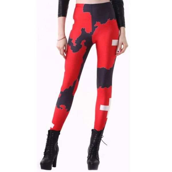 

women's leggings swiss flag women for printed casual legging pants autumn, Black