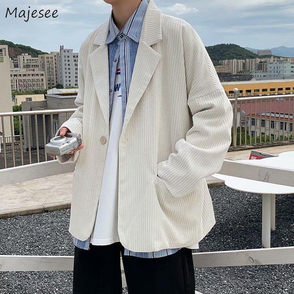 

men's suits & blazers corduroy men loose large size s-3xl solid simple basic retro all-match students japanese fashion males outwear le, White;black