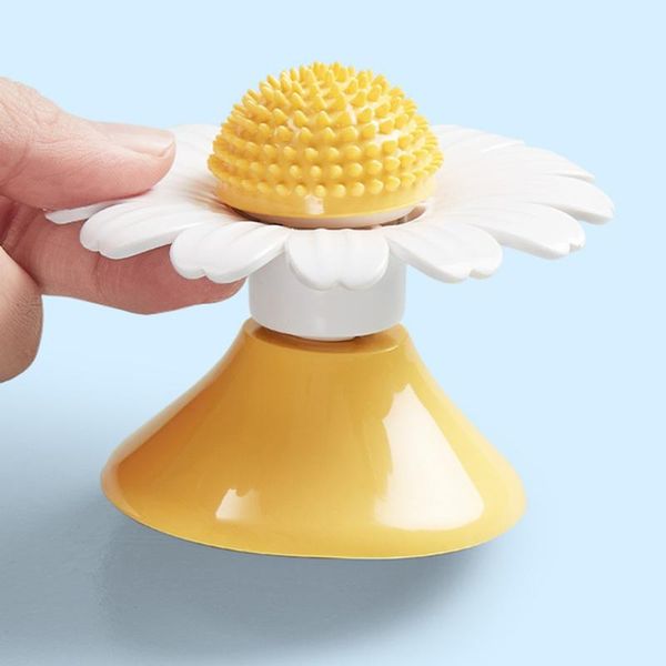 

cat toys pet daisy luminous spinning ball for cats hair brush grooming shedding massage suction cup puzzle training toy