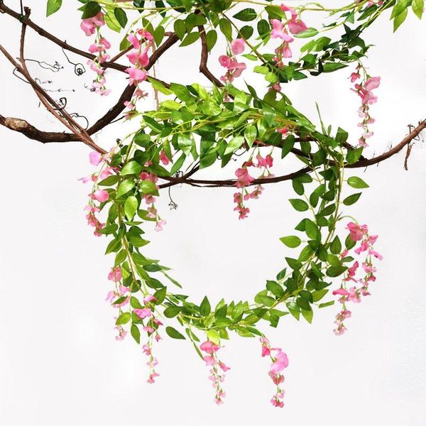 

decorative flowers & wreaths 2m wisteria artificial vine garland wedding arch decoration fake plants foliage rattan trailing faux ivy wall