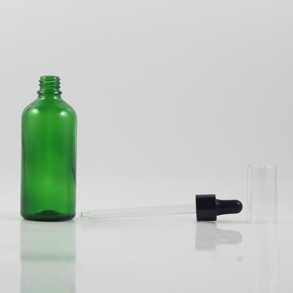 

storage bottles & jars 50pcs 100ml glass essential dropper bottle green with clear cap