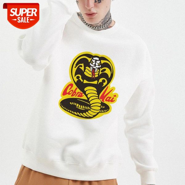 

american drama cobra print plus velvet sweater round neck white #mr8f, Black