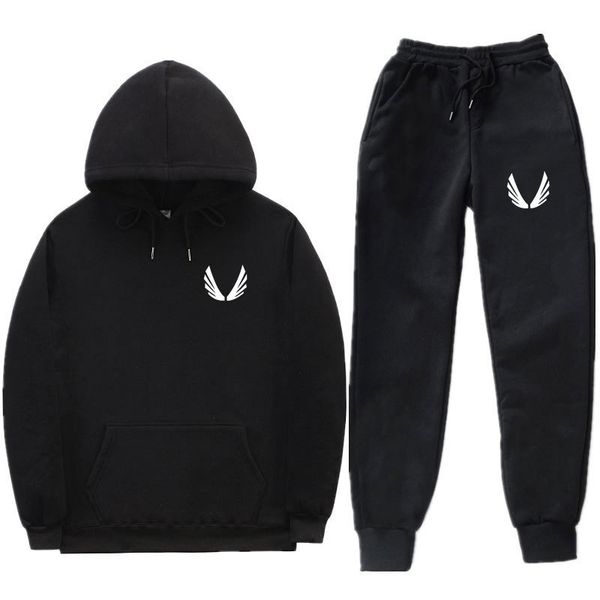 

men's leisure sports fashion brand hooded sweater suit, Gray