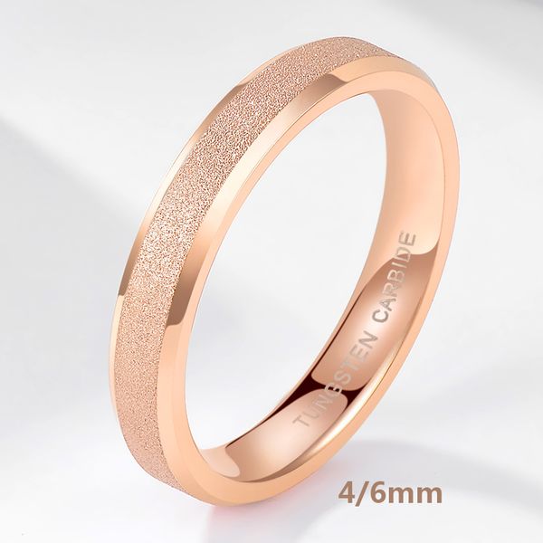 Anello smerigliato in oro rosa 4mm 6mm per donna uomo fascia di fidanzamento per matrimonio anelli femminili spazzolati opachi mujer