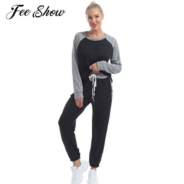 

yoga outfit women casual sets 2pcs tracksuits running fitness sport suits gym clothes sportswear long sleeves t-shirt elastic pants set