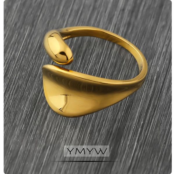 

cluster rings ymyw 316l stainless steel gold ring women 2021 textured fashion smooth trendy statement charm temperament gift for female, Golden;silver