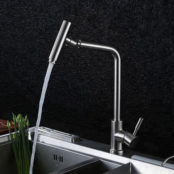 

kitchen faucets precision 304 stainless steel single hole faucet mixer tap cold and water faucet,brushed nickle 360 degree rotation