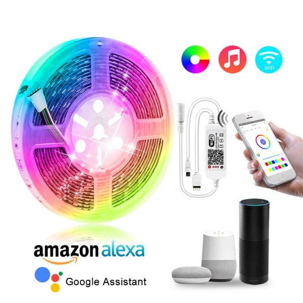 

strips app control wifi led strip light 5m smd rgb tape with controller flexible ribbon colorful backlight for home decor