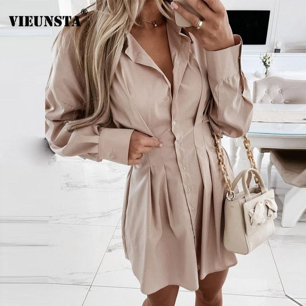 

casual dresses solid turn-down collar office lady mini dress spring single breasted button shirt autumn long sleeve women party, Black;gray