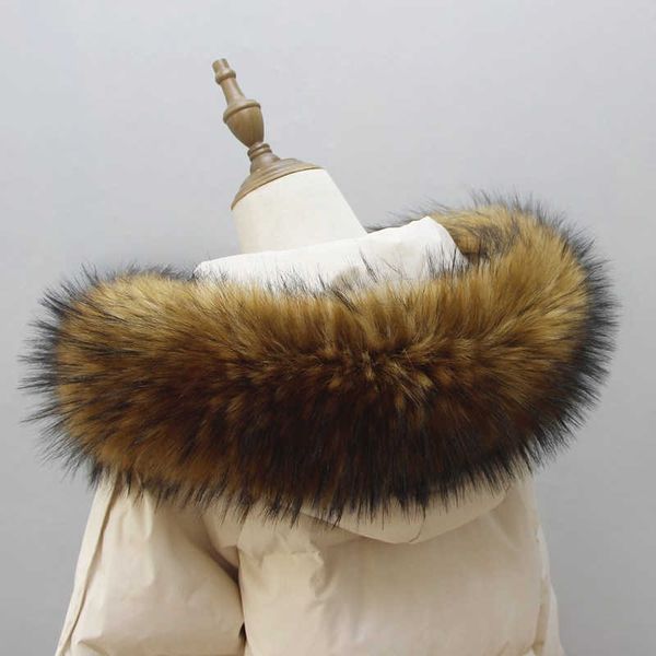 

winter women's big fur hooded coat collar fake fur scarf ladies jacket coat faux raccoon fur collar h0923, Silver