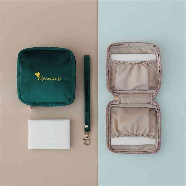

women diaper sanitary napkin cosmetic bags storage velvet pads package coin purse jewelry organizer earphone pouch case