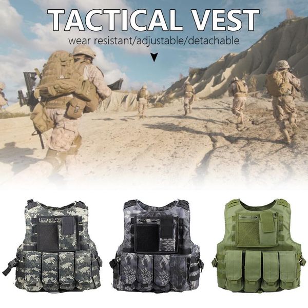 

military tactical vest molle combat assault plate carrier 7 colors cs outdoor clothing hunting jackets, Camo;black