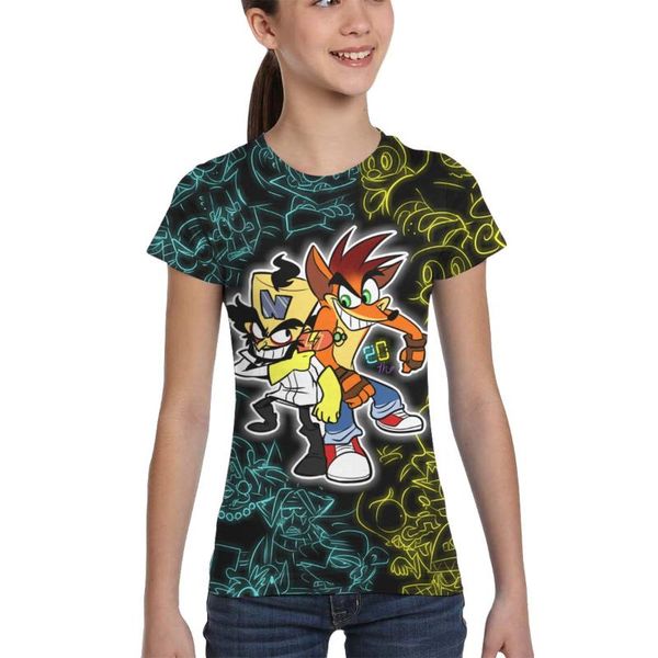 

summer fashion game crash bandicoot t-shirt children boys short sleeves kids for girls cartoon clothes women's, White