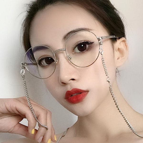 

fashion sunglasses frames chic no chain lens alloy women 2021 vintage retro black round ocean sun glasses female rimless