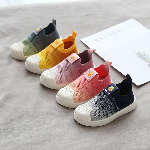 

athletic & outdoor baby girls boys casual shoes infant toddler soft bottom children student anti-collision sneaker kids sports knitted, Black