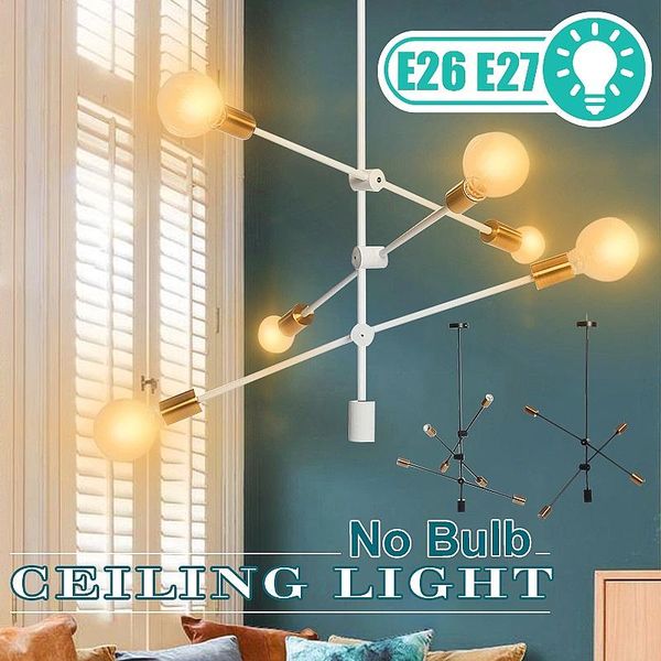 

chandeliers e27 modern vintage chandelier light flush mount fixture white/black 4/6 lights metal for kitchen dining room