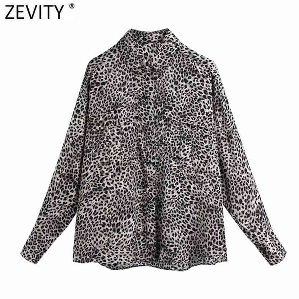 

spring women leopard print double pockets patch smock blouse office ladies retro shirts chic blusas ls7510 210420, White
