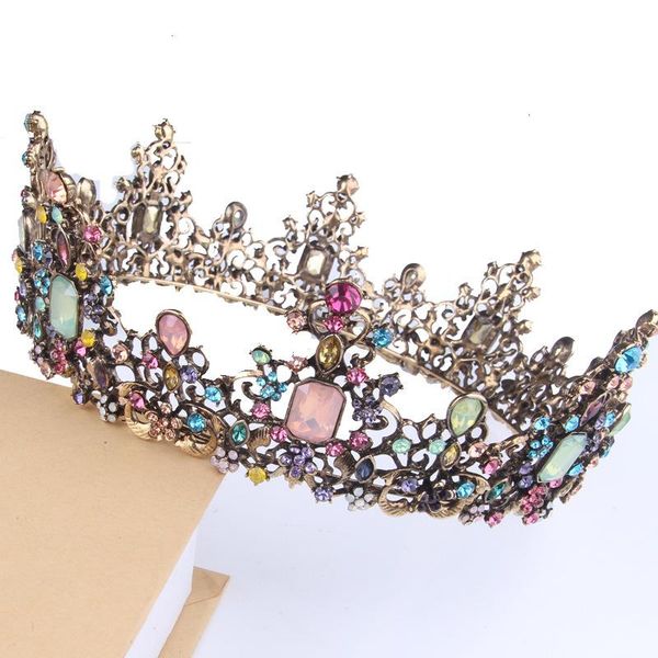 

hair clips & barrettes jeweled baroque queen crown - rhinestone wedding tiaras for women, costume party accessories with gemstones, Golden;silver