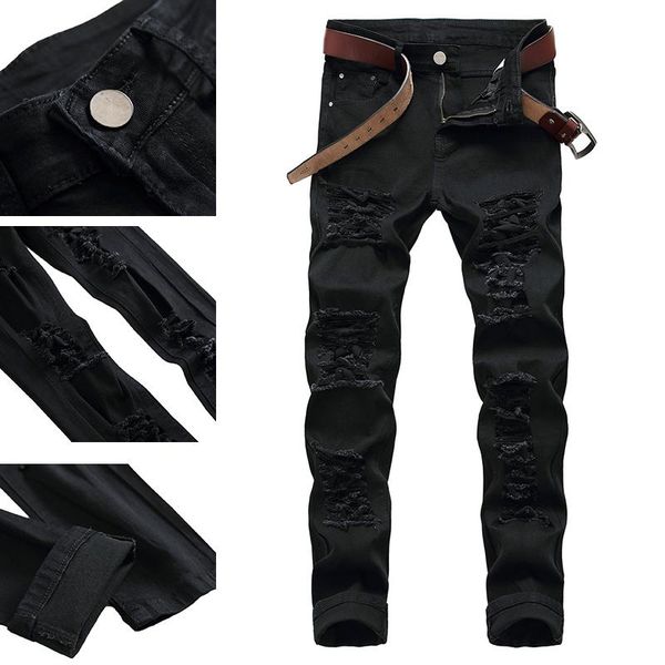 

men's jeans 2021 trendy brand spring and summer korean style slim fashion, Blue