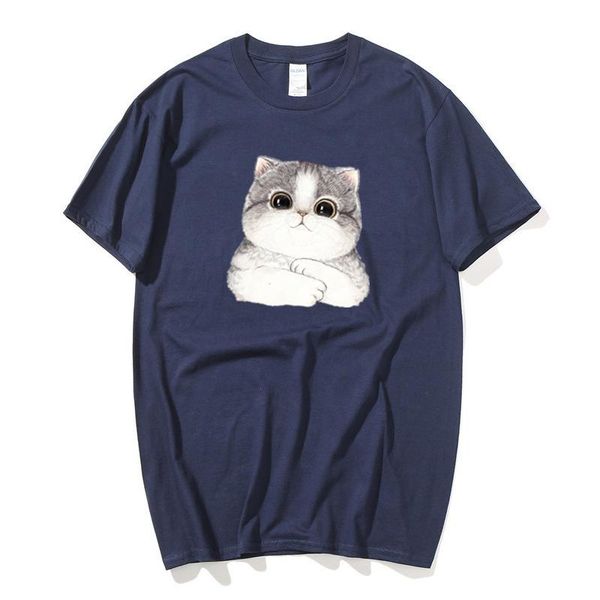 

men's t-shirts fashion for men and women cute short sleeve cat pattern cotton in summer oversized, White;black