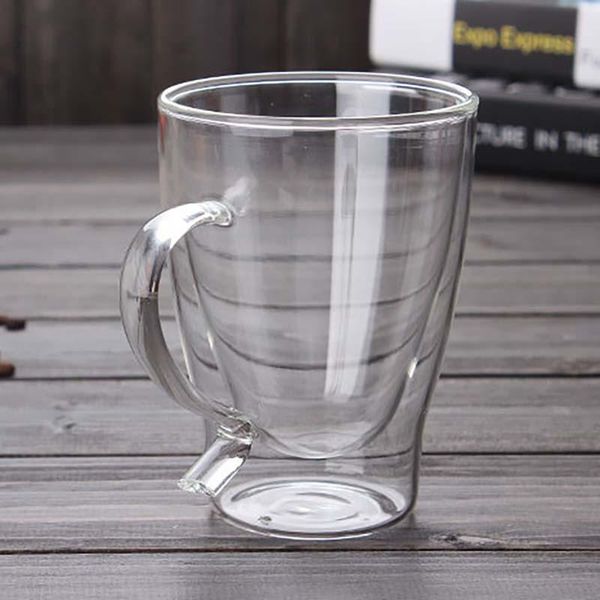 

wine glasses 300ml breakfast milk tumbler cup double walls layer bottom creative coffee mugs tea cups champagne whiskey glass