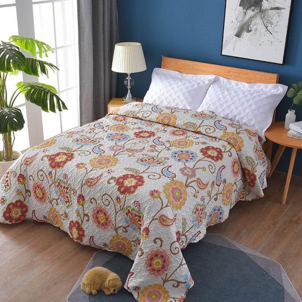 

fashion bedding floral printed quilted bedspread elegant summer air conditioning quilt throw blanket (no pillowcase) comforters & sets