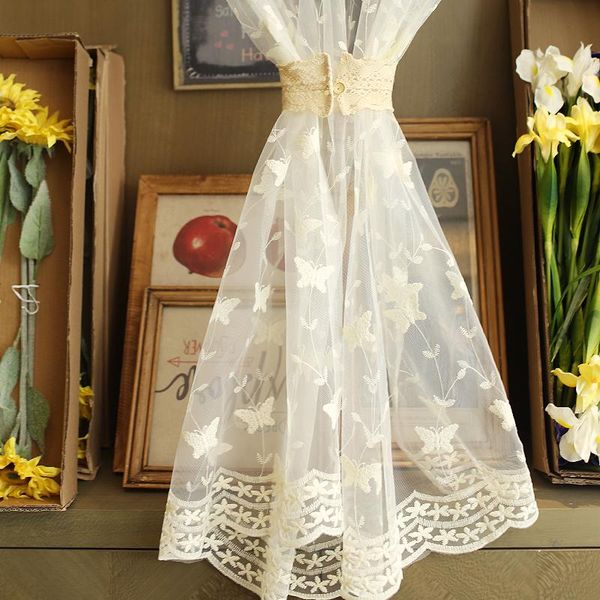 

curtain & drapes beige tulle curtains for living room butterfly embroidered pattern coffee half wine cooler decor bar kitchen