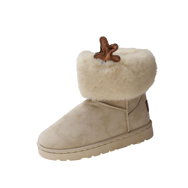 

boots women's warm cotton shoes 2021 winter korean female plus velvet thick snow one foot feminine zapatillas de deporte, Black