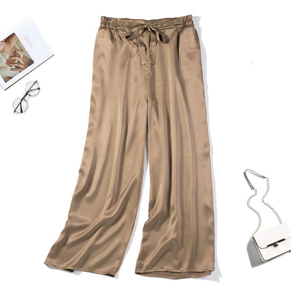 

pants women's 100% pure silk loose long pants trousers  black navy jn011, Black;white