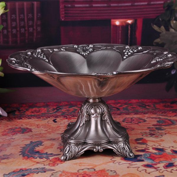 

vintage home accessory metal fruit tray snacks storage plate retro candy dish nut bowl grapes carved decoration deskornament kitchen & o