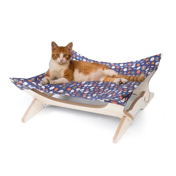 

cat beds & furniture pet wood bracket cradle detachable comfortable fabric bed for